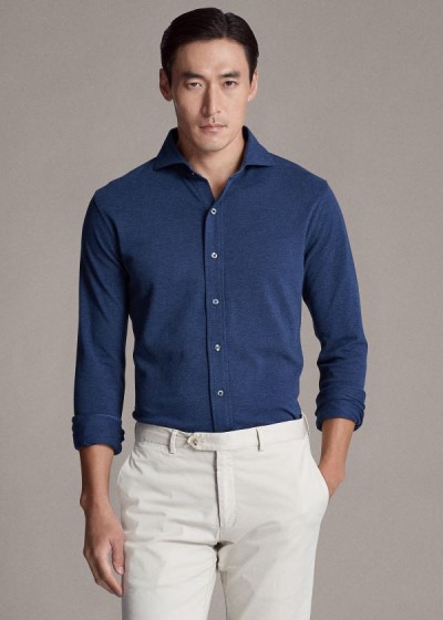 Camisa Ralph Lauren Hombre Azules - Keaton Washed Piqué - PDZQH9326